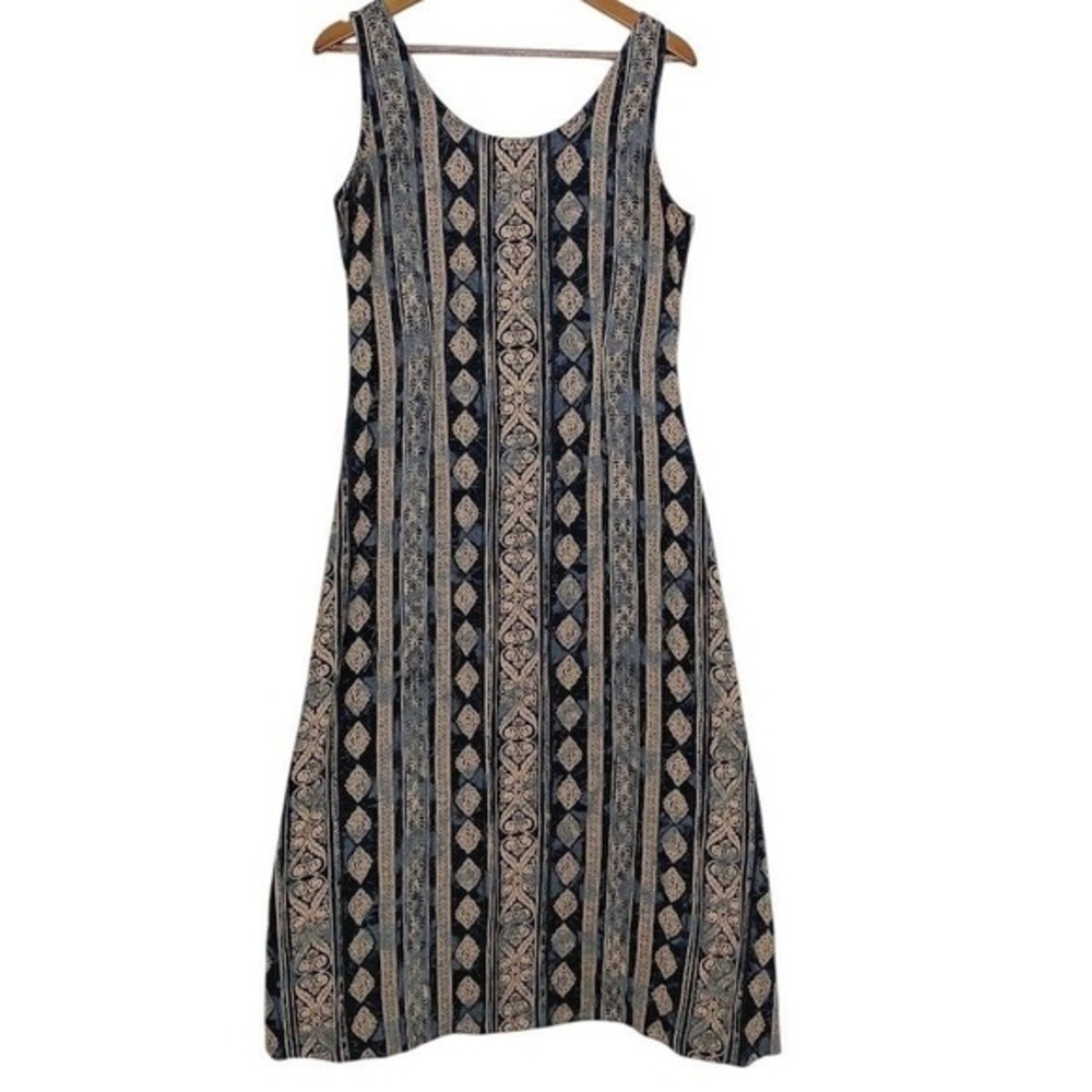Marks & Spencer Vintage Maxi Dress Blue Paisley Boho Effortless Sleeveless M - Picture 2 of 16